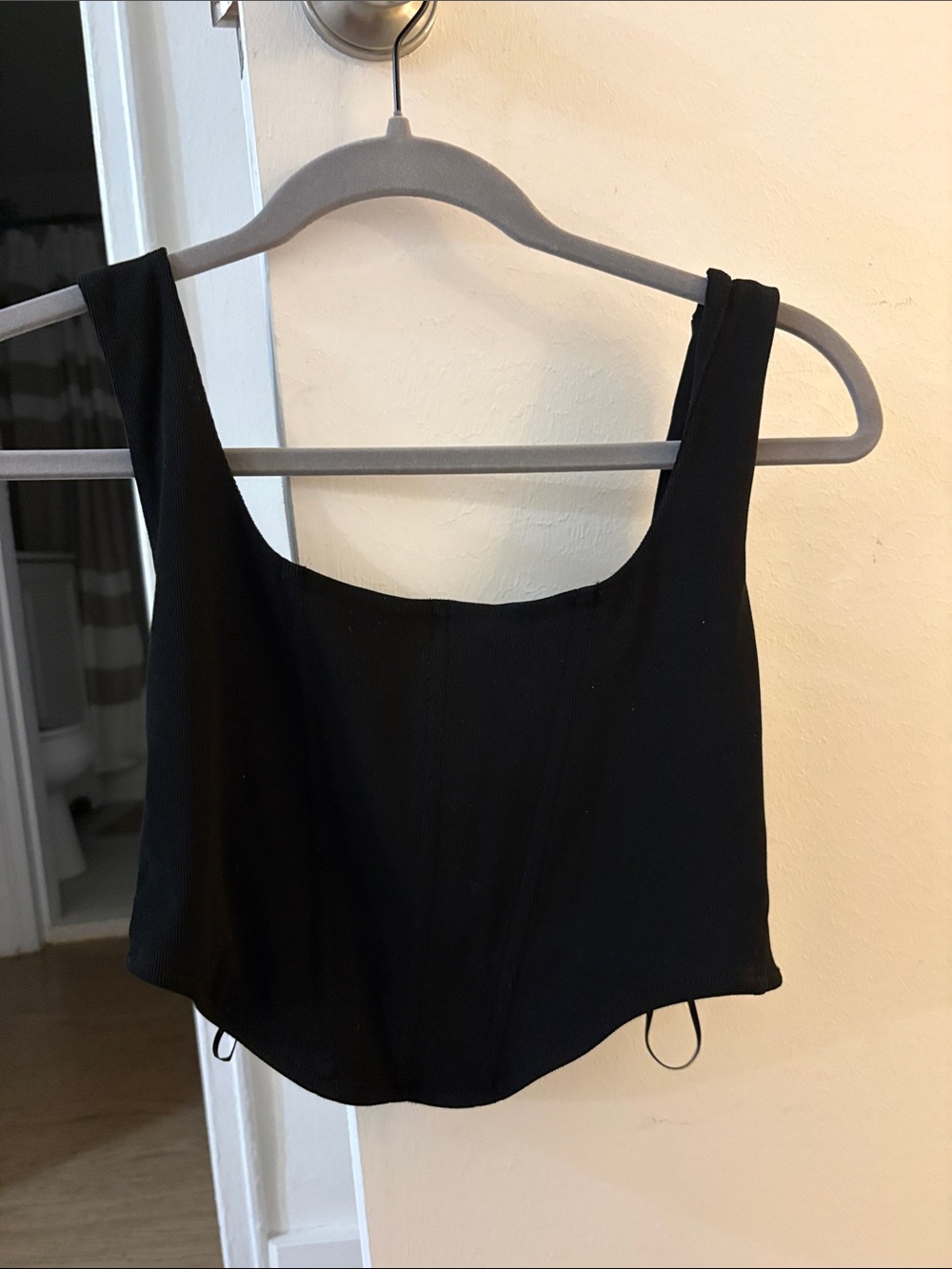 Women's Black Square-Neck Crop Top